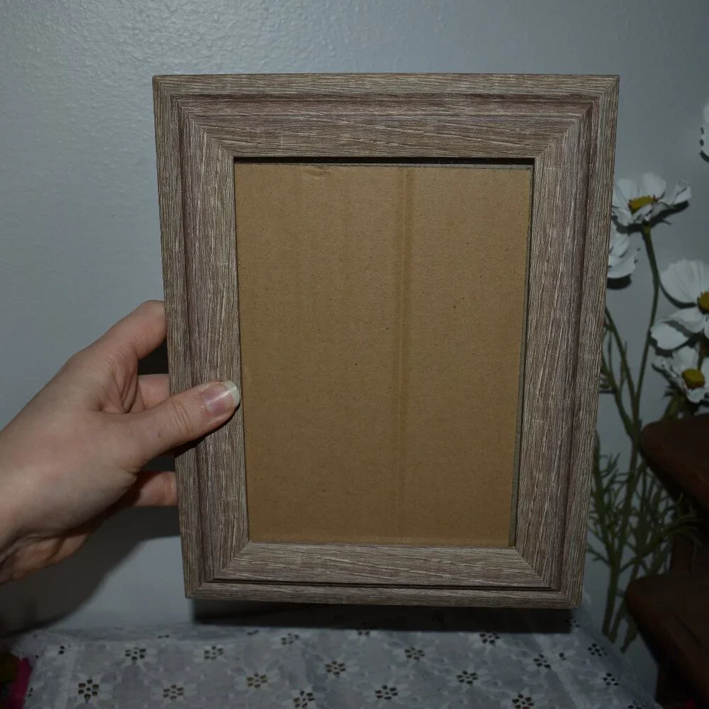 Vintage Rustic Country Farmhouse Distressed Wood Picture Frame 2pc Set